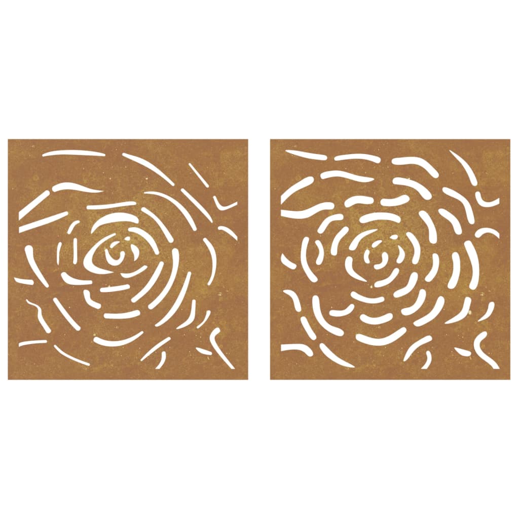 patio-wall-decorations-2-pcs-21-7-x21-7-corten-steel-rose-design At Willow and Wine USA!