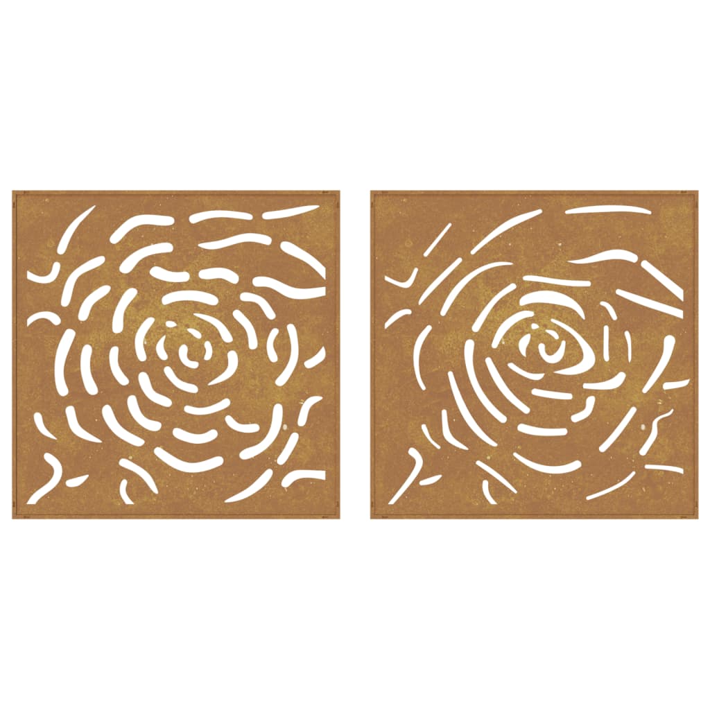 patio-wall-decorations-2-pcs-21-7-x21-7-corten-steel-rose-design At Willow and Wine USA!