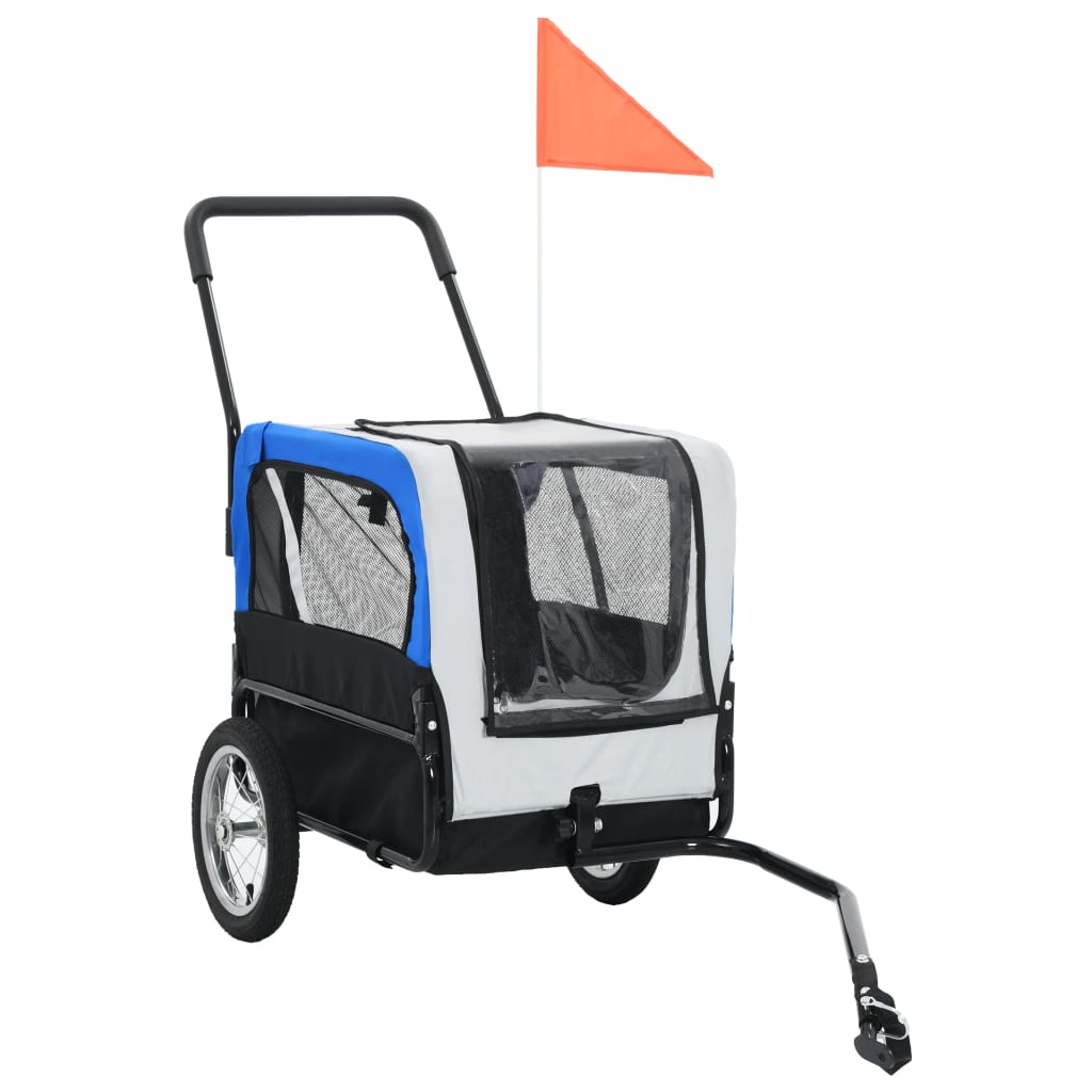 2-in-1-pet-bike-trailer-jogging-stroller-gray-and-blue At Willow and Wine USA!