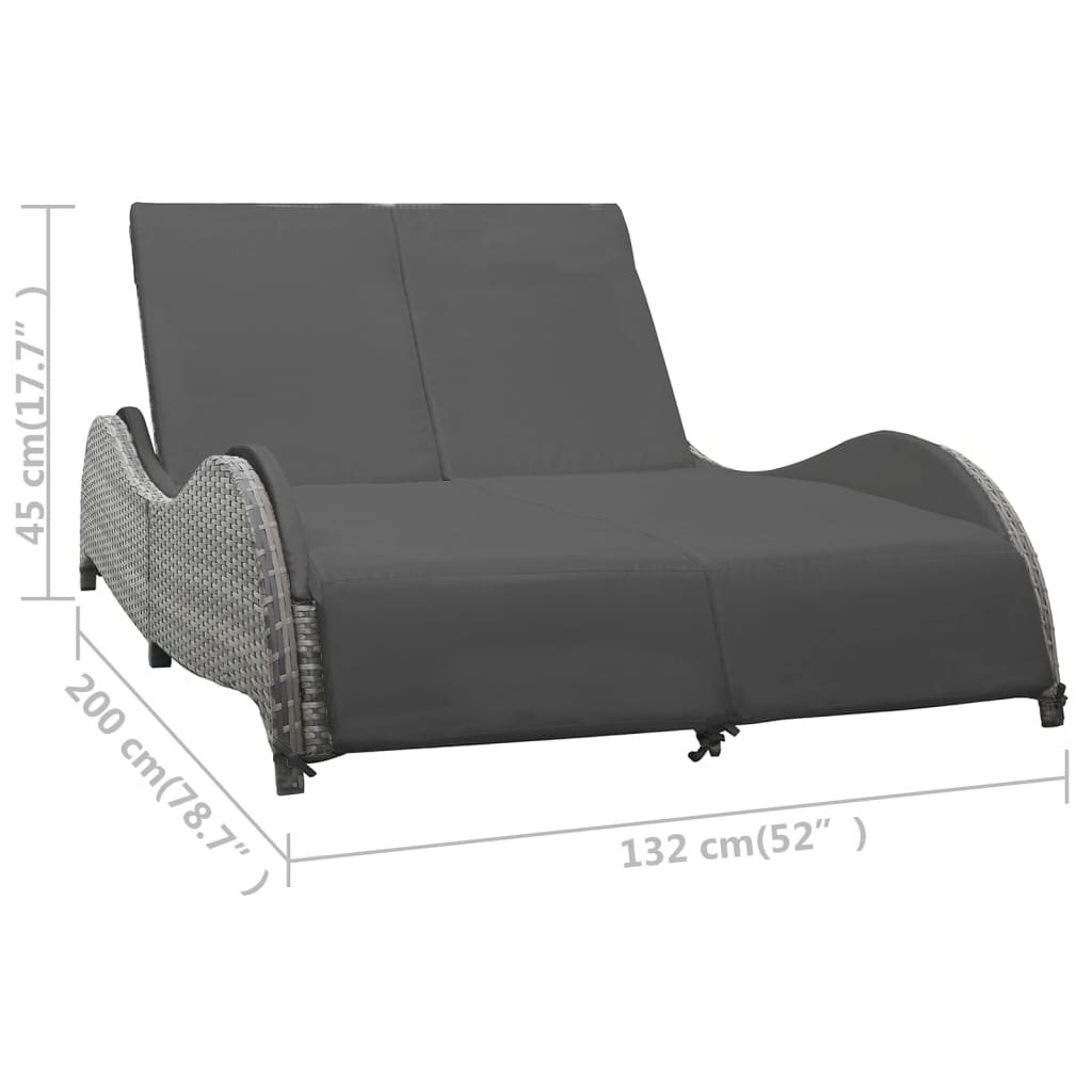 double-sun-lounger-with-cushion-poly-rattan-anthracite At Willow and Wine USA!