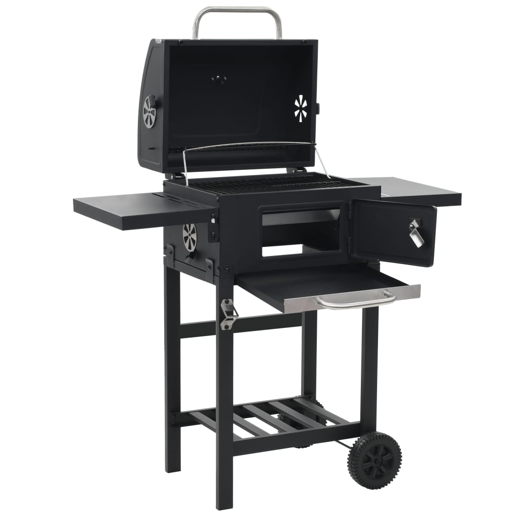 charcoal-fueled-bbq-grill-with-bottom-shelf-black-817803 At Willow and Wine USA!