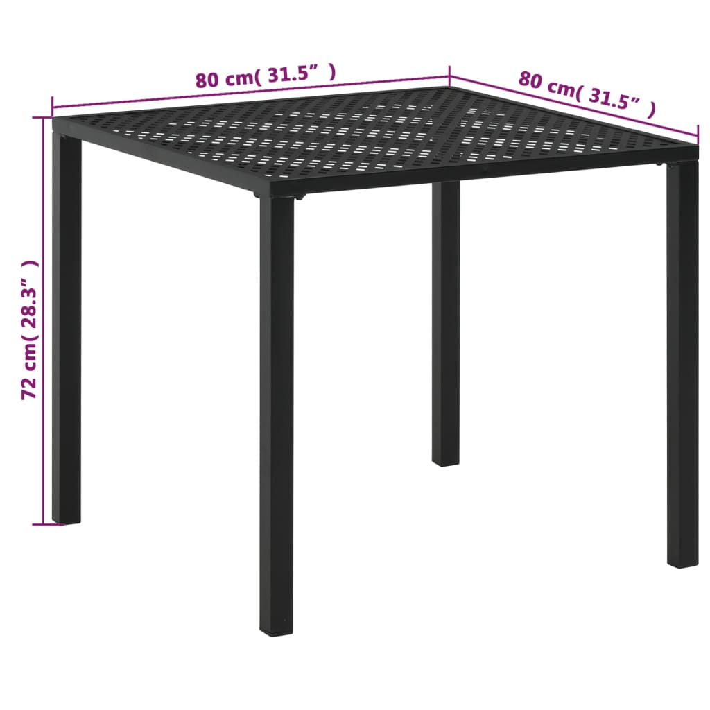 Patio Table Black 31.5"x31.5"x28.3" Steel