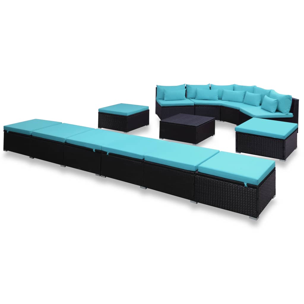 9-piece-patio-lounge-set-with-cushions-poly-rattan-blue At Willow and Wine USA!