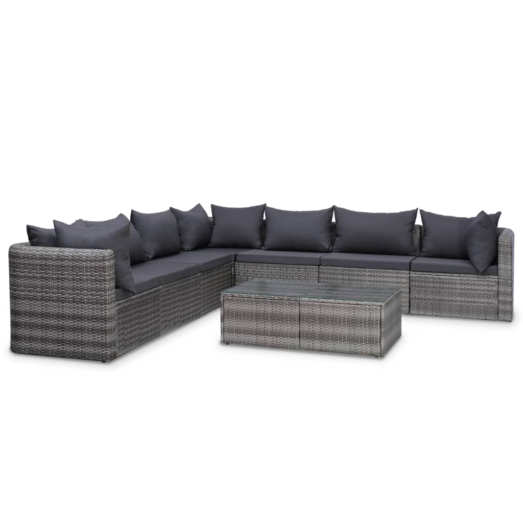 5-piece-patio-sofa-set-with-cushions-pillows-poly-rattan-gray At Willow and Wine USA!