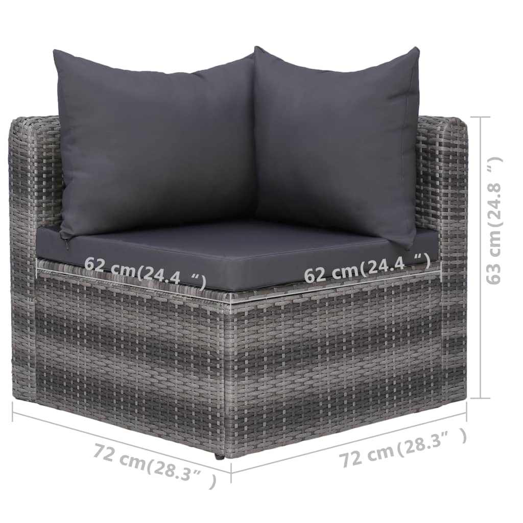 5-piece-patio-sofa-set-with-cushions-pillows-poly-rattan-gray At Willow and Wine USA!