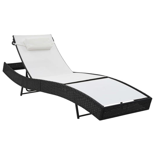 sun-lounger-with-pillow-poly-rattan-black At Willow and Wine USA!