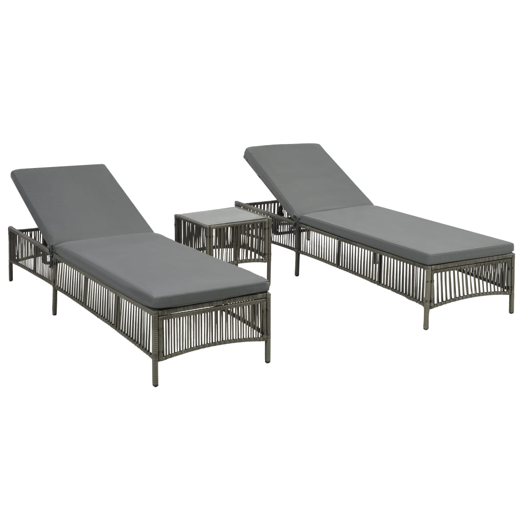 sunloungers-2-pcs-with-table-poly-rattan-gray At Willow and Wine USA!