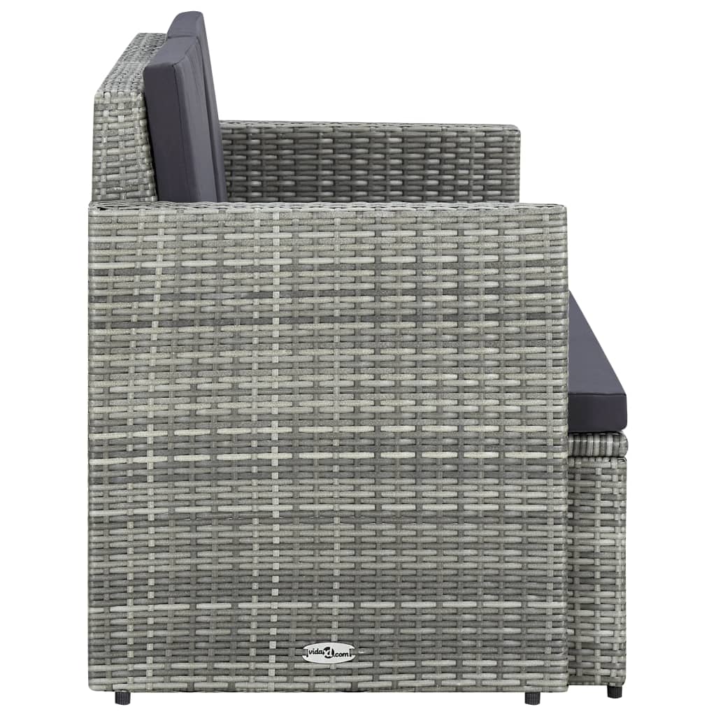 2-seater-patio-sofa-with-cushions-gray-poly-rattan At Willow and Wine USA!