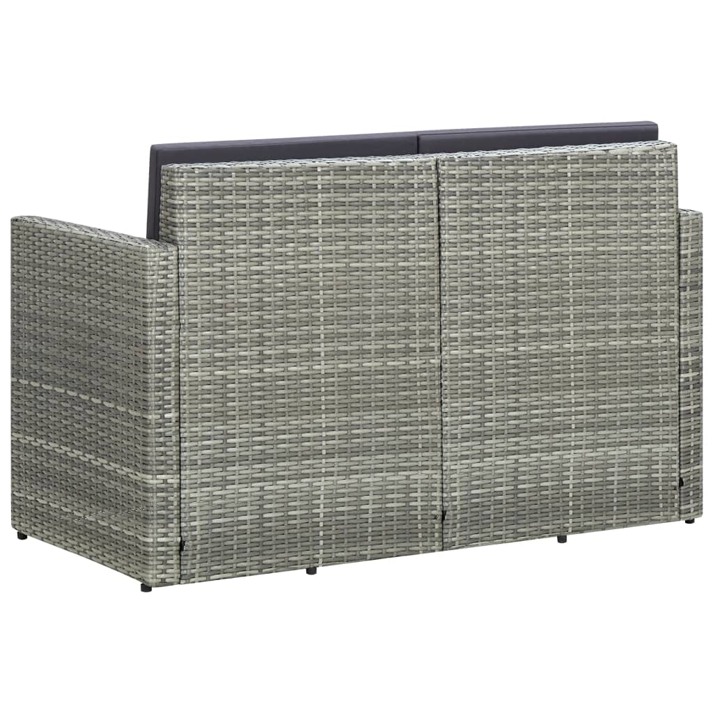 2-seater-patio-sofa-with-cushions-gray-poly-rattan At Willow and Wine USA!