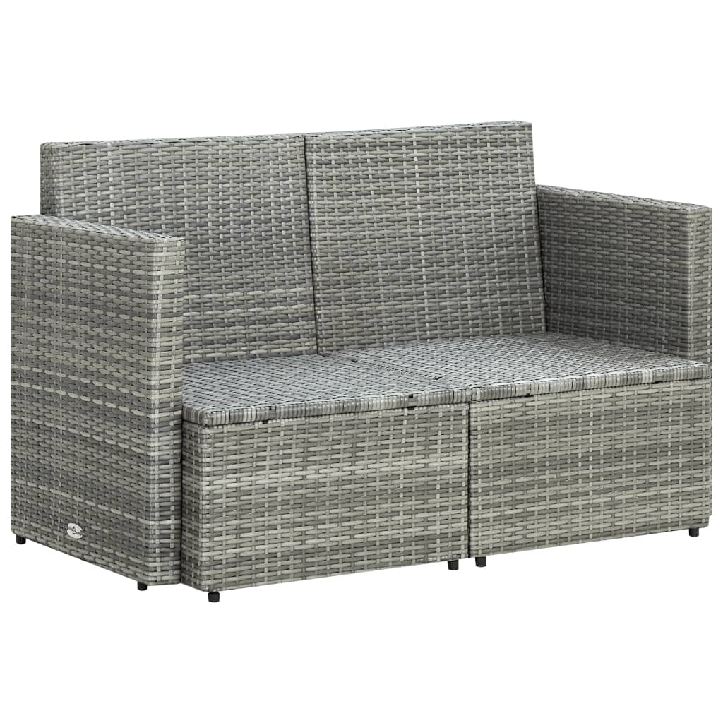 2-seater-patio-sofa-with-cushions-gray-poly-rattan At Willow and Wine USA!