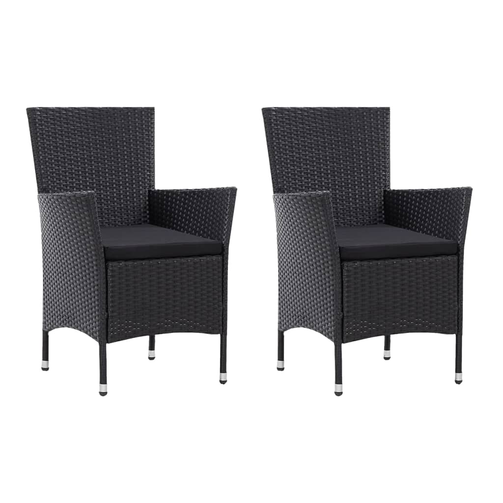 Patio Chairs 2 pcs Black Poly Rattan