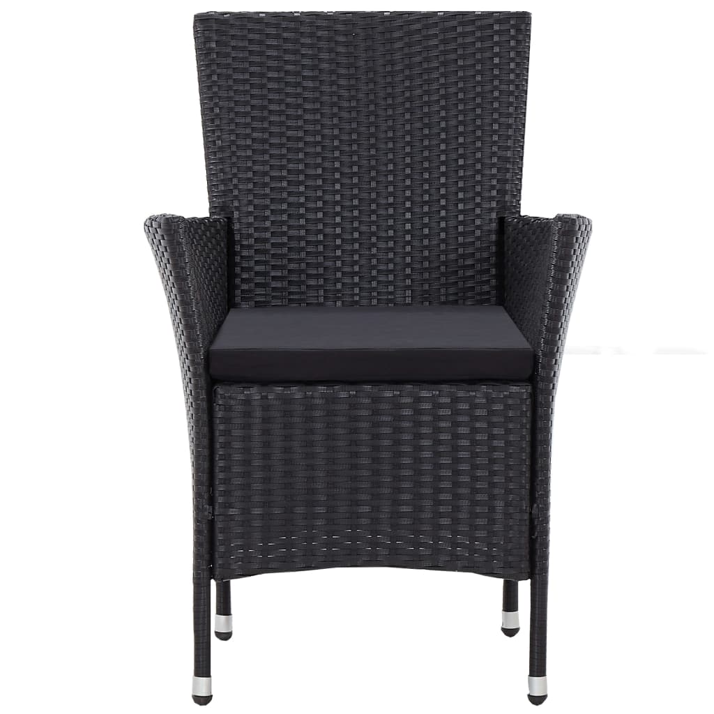 Patio Chairs 2 pcs Black Poly Rattan