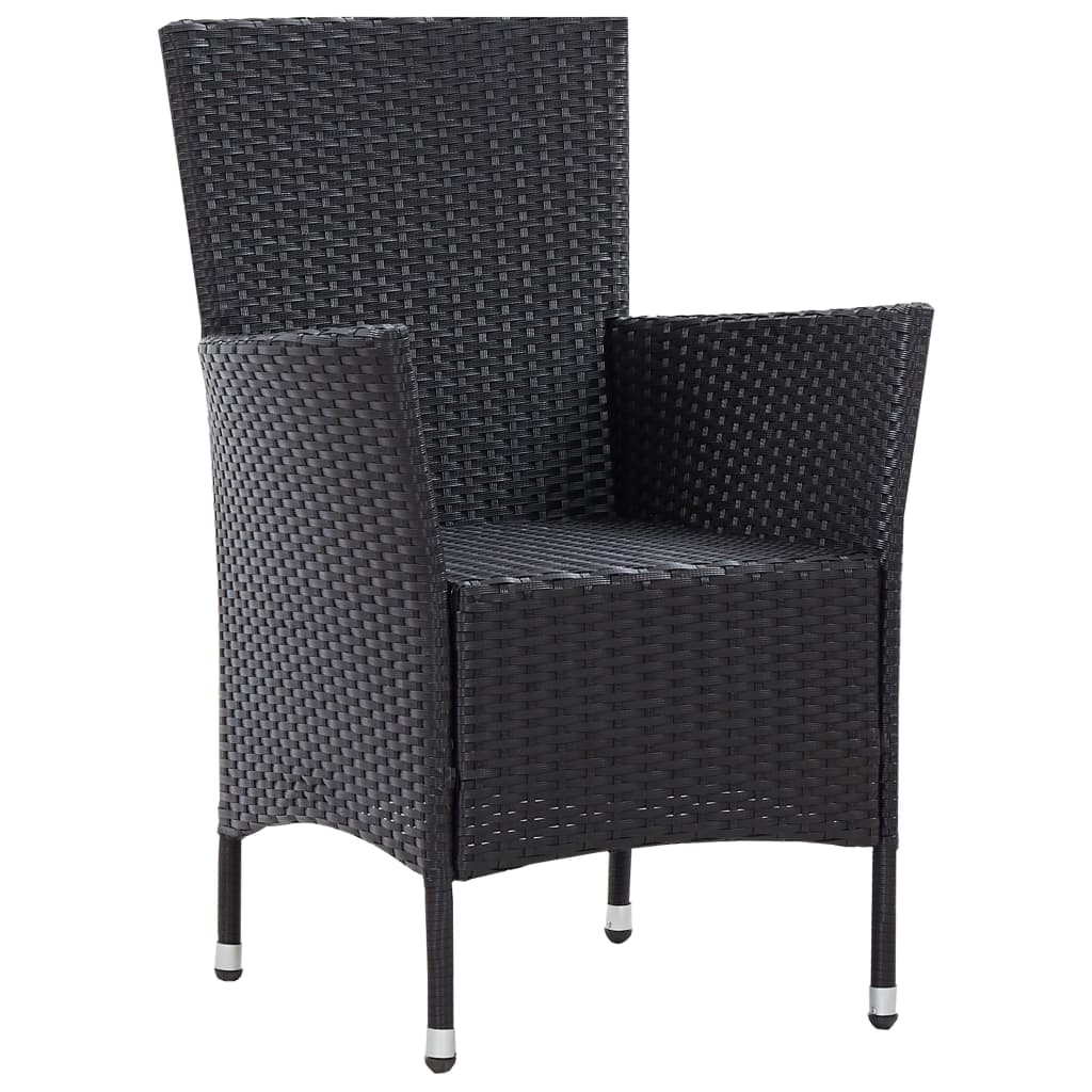 Patio Chairs 2 pcs Black Poly Rattan