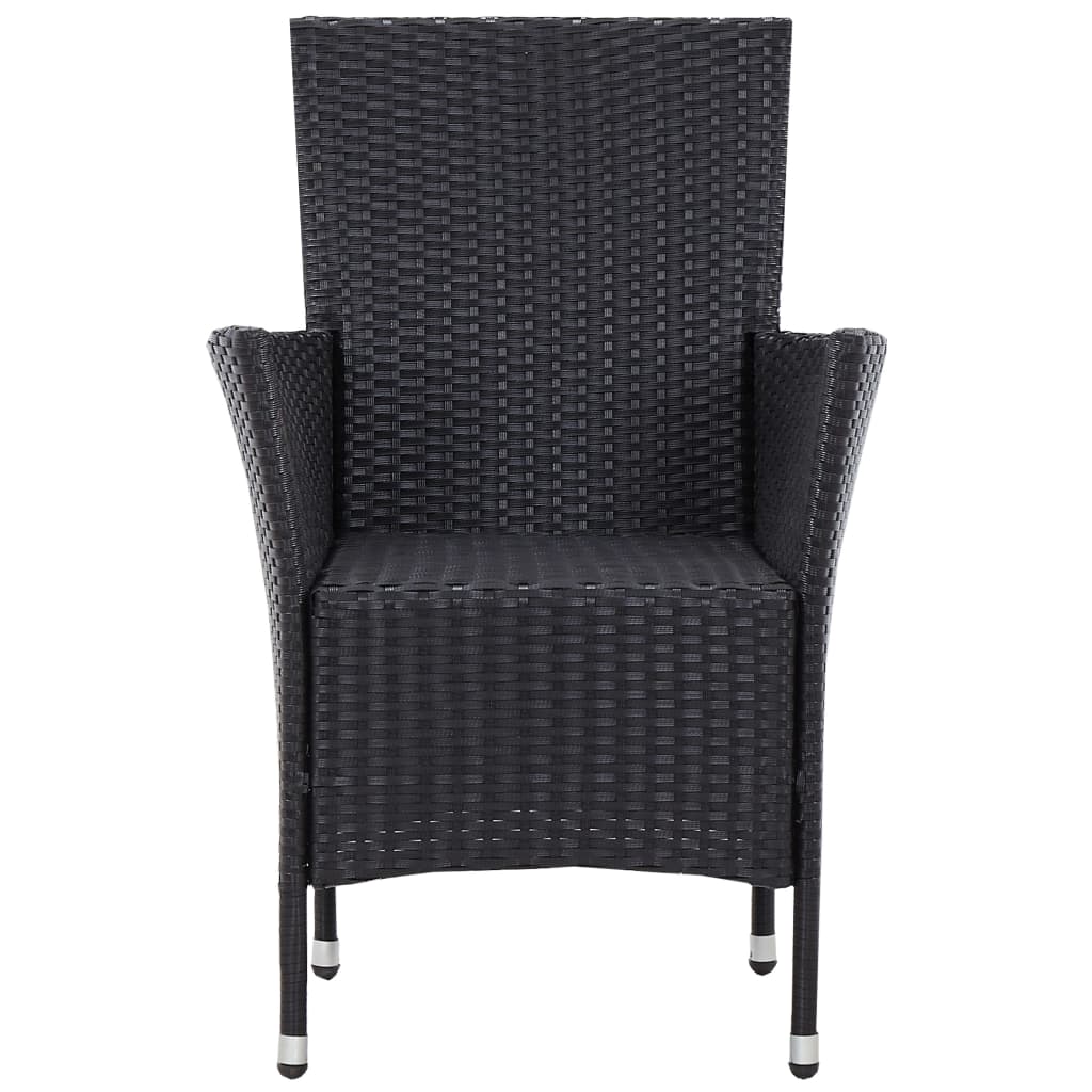 Patio Chairs 2 pcs Black Poly Rattan