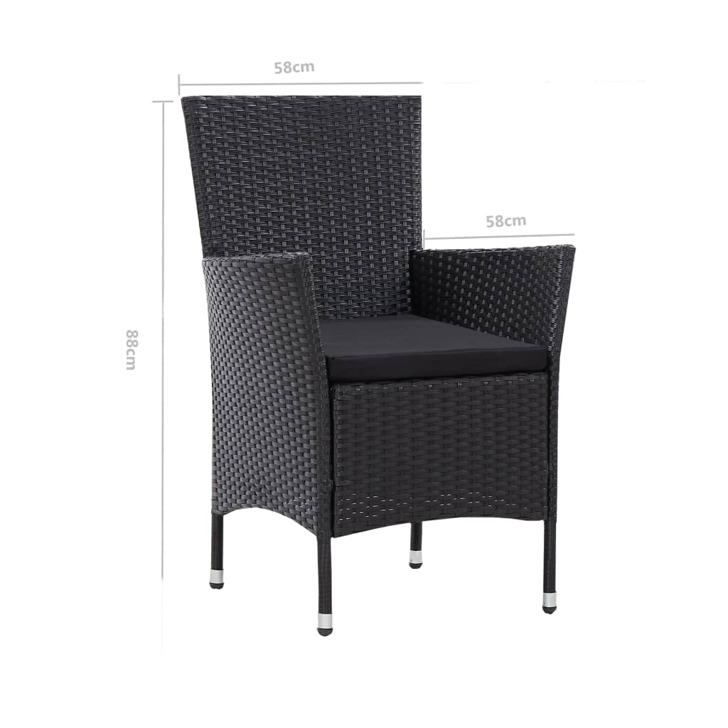 Patio Chairs 2 pcs Black Poly Rattan