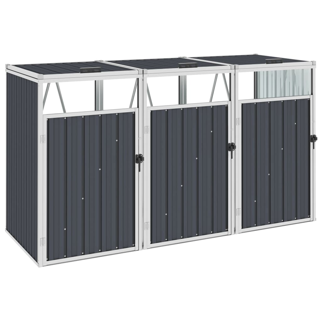 quadruple-garbage-bin-shed-anthracite-112-6-x31-9-x47-6-steel-813938 At Willow and Wine USA!