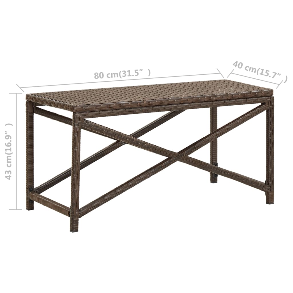 patio-bench-31-5-poly-rattan-brown At Willow and Wine USA!