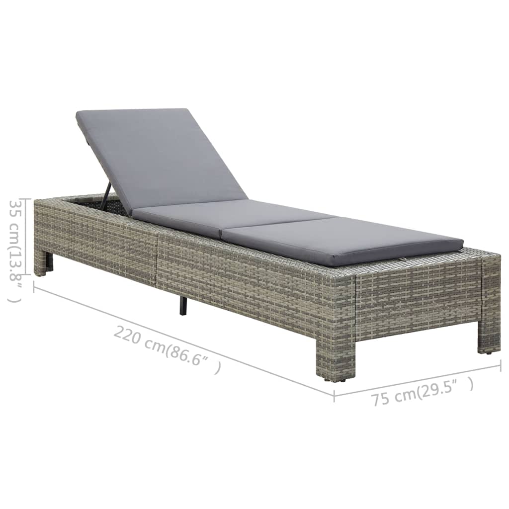 sunbed-with-cushion-gray-poly-rattan At Willow and Wine USA!