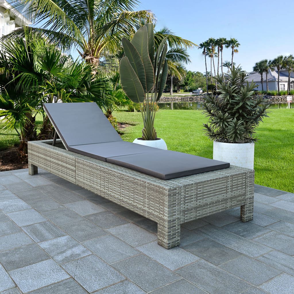 sunbed-with-cushion-gray-poly-rattan At Willow and Wine USA!