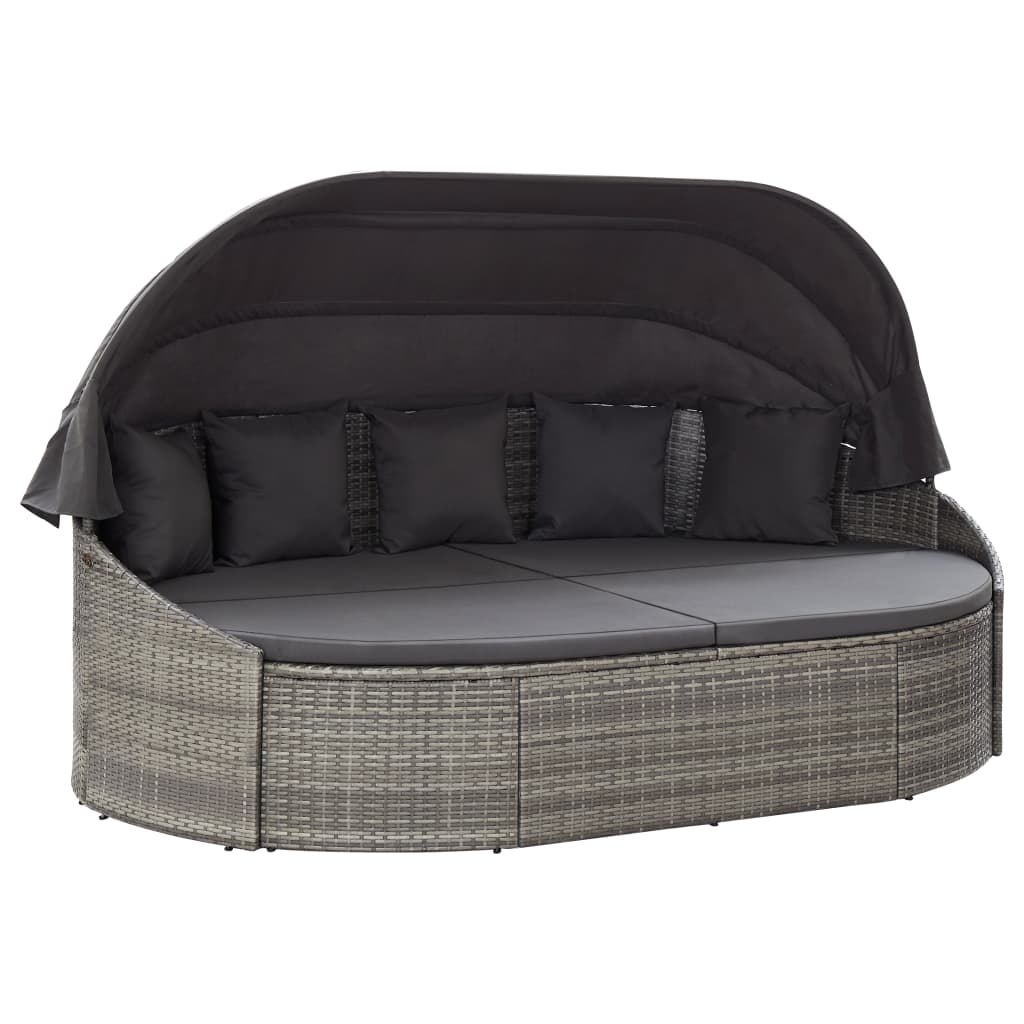patio-lounge-bed-with-canopy-poly-rattan-black At Willow and Wine USA!