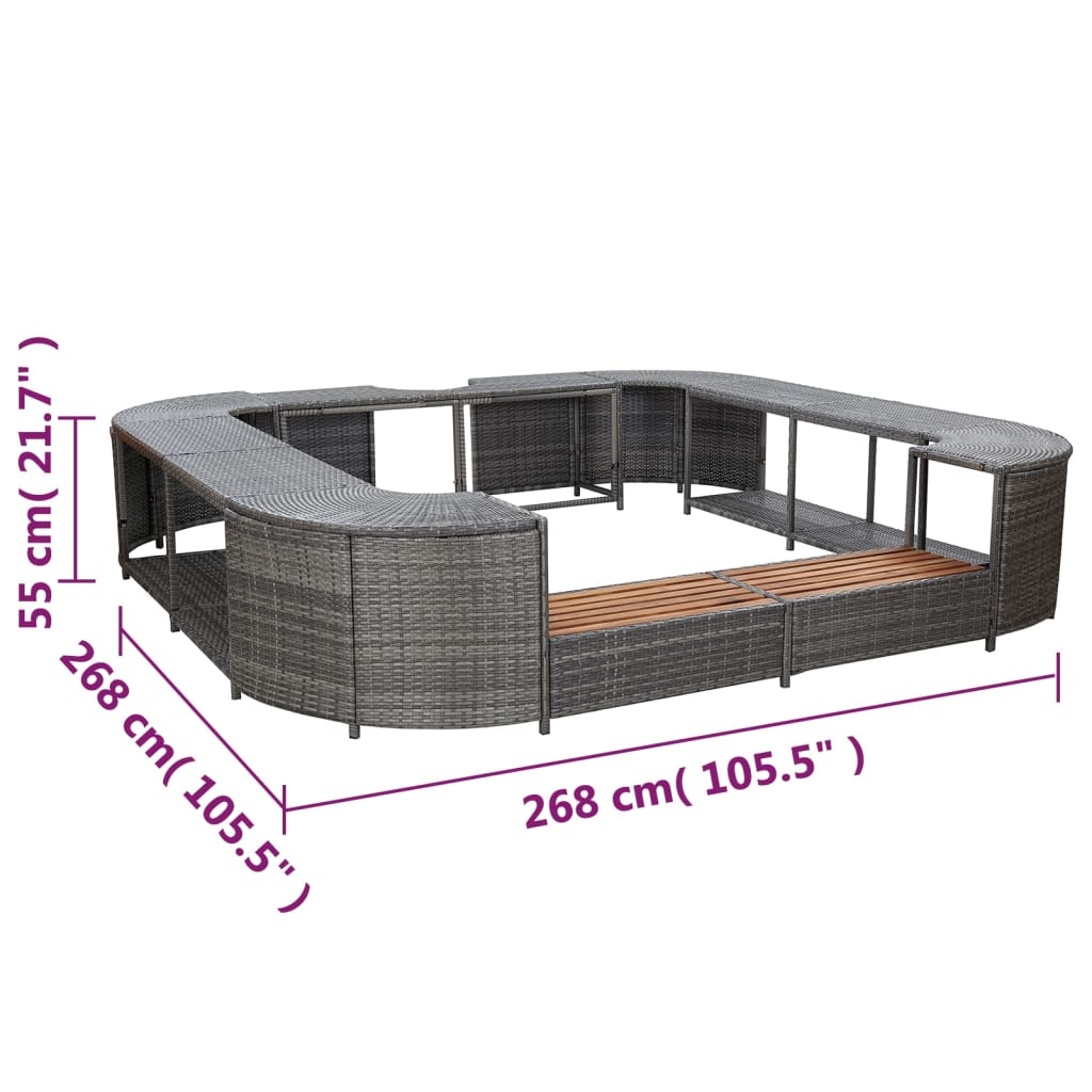 square-spa-surround-gray-105-5-x105-5-x-21-7-poly-rattan At Willow and Wine USA!