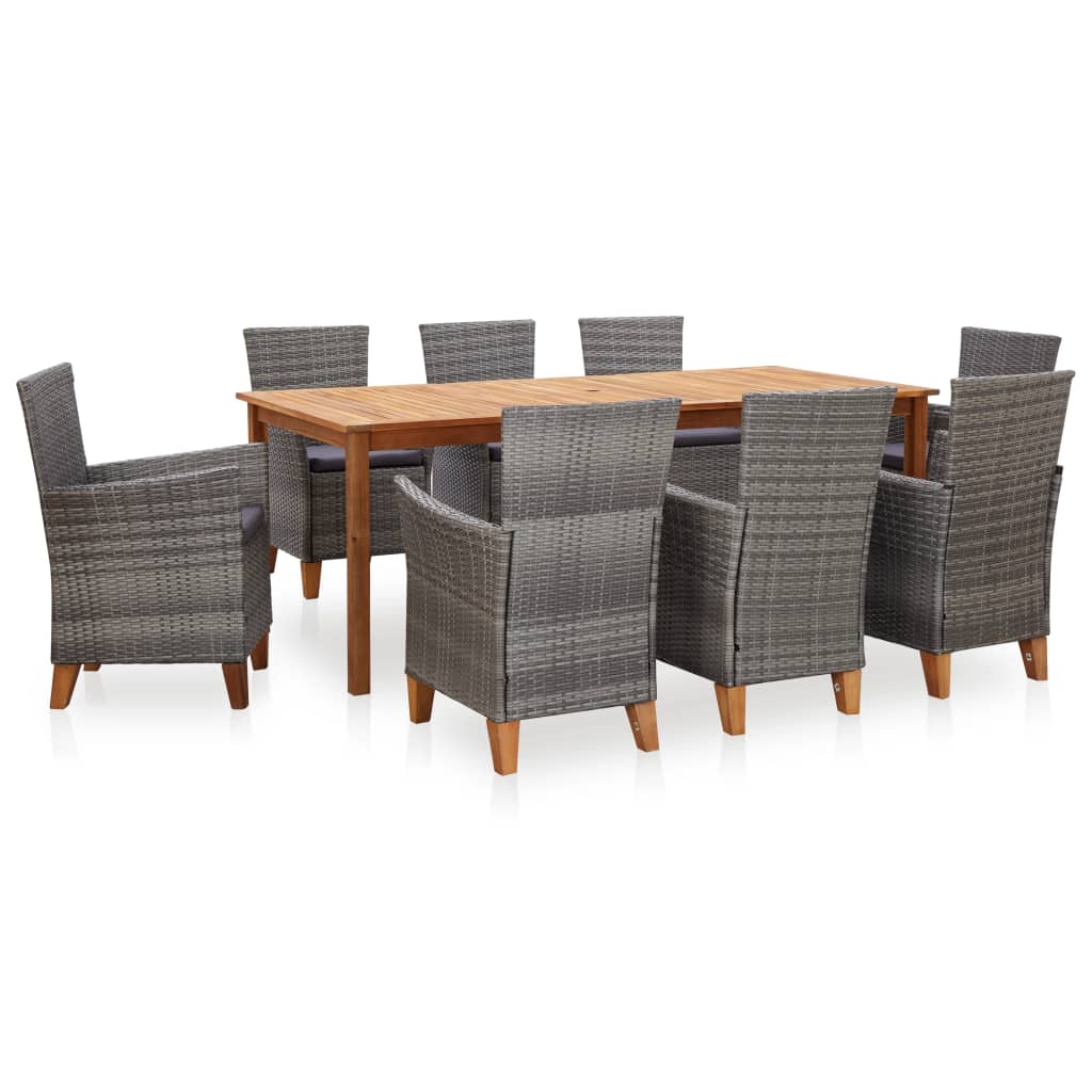 7-piece-dining-set-poly-rattan-and-solid-wood-acacia-gray At Willow and Wine USA!