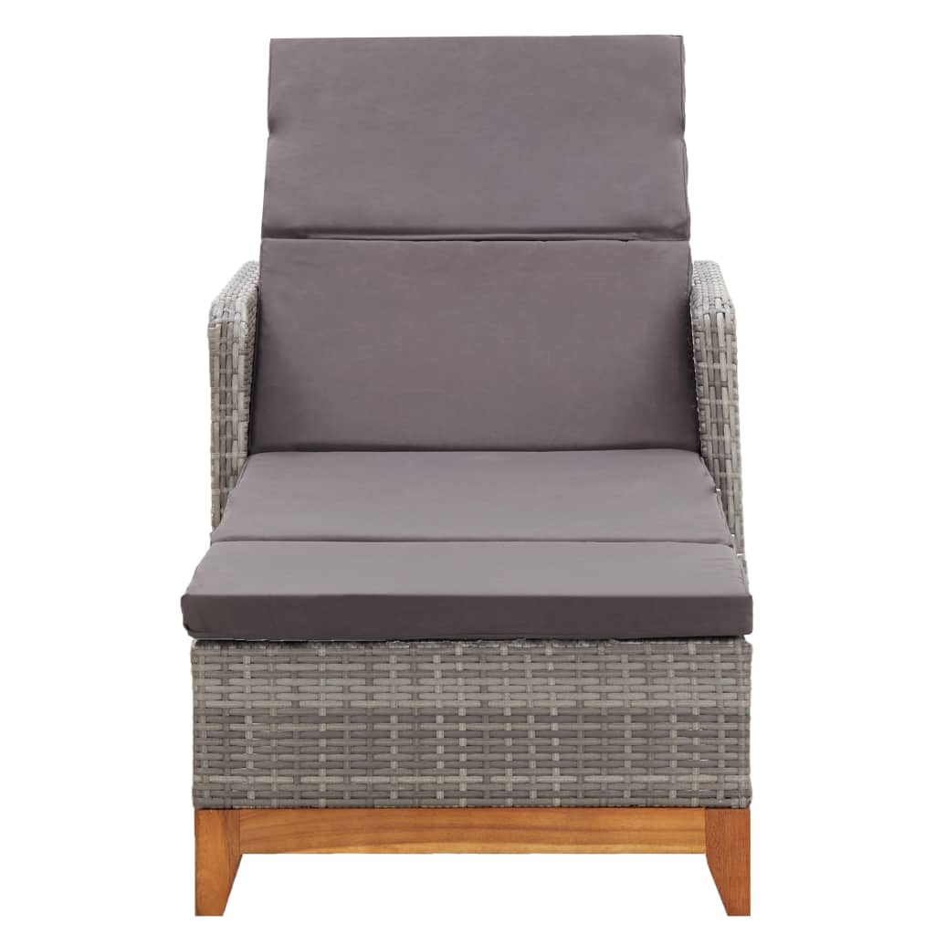 sun-lounger-poly-rattan-and-solid-acacia-wood-gray At Willow and Wine USA!
