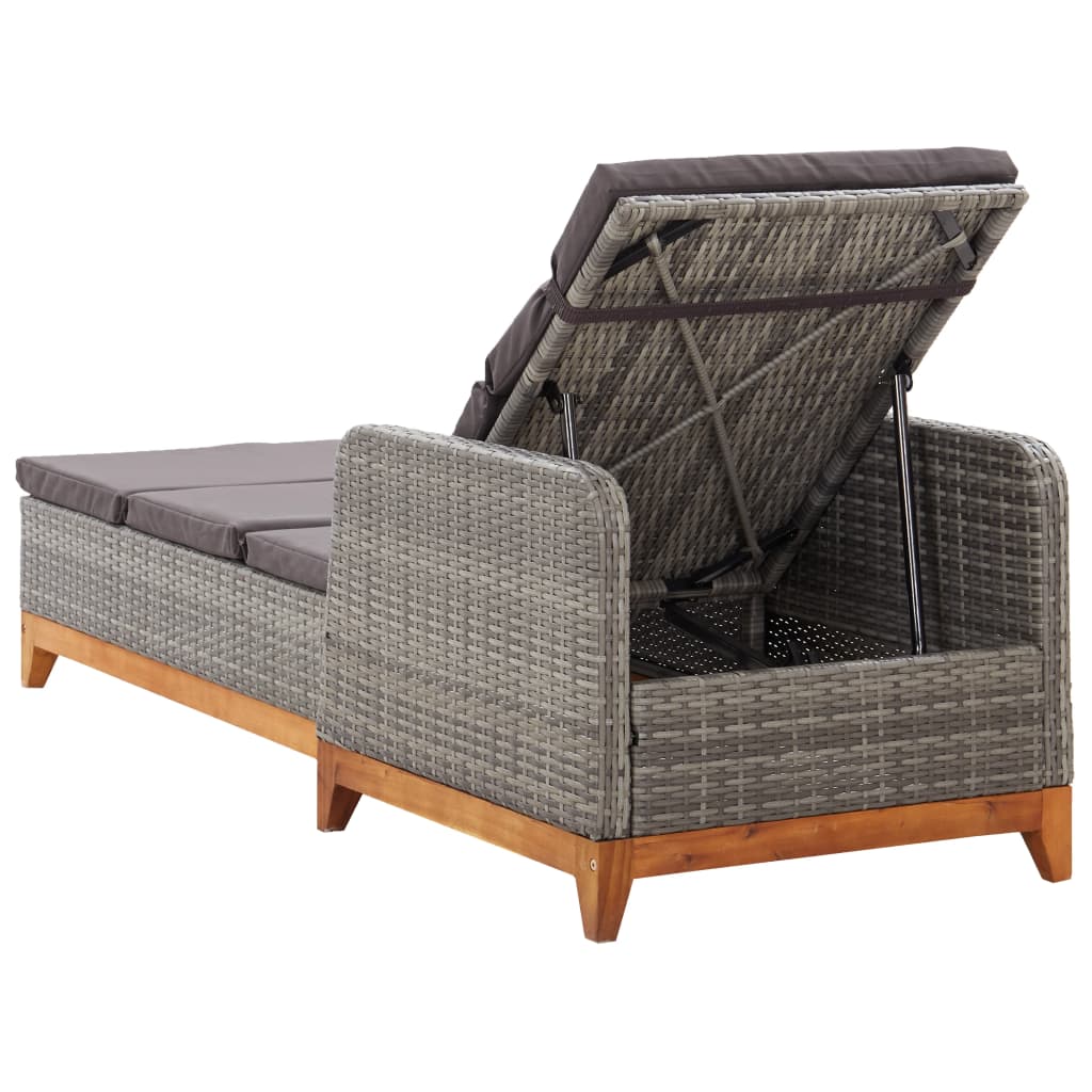 sun-lounger-poly-rattan-and-solid-acacia-wood-gray At Willow and Wine USA!