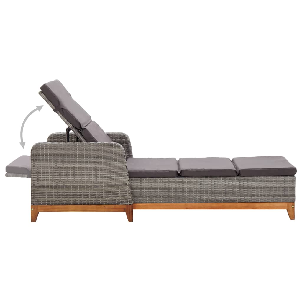 sun-lounger-poly-rattan-and-solid-acacia-wood-gray At Willow and Wine USA!