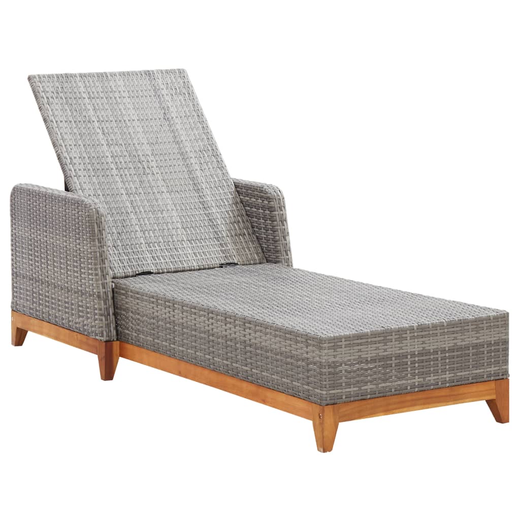 sun-lounger-poly-rattan-and-solid-acacia-wood-gray At Willow and Wine USA!