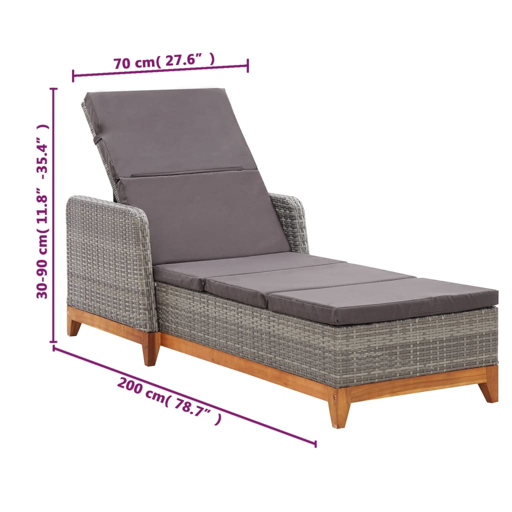sun-lounger-poly-rattan-and-solid-acacia-wood-gray At Willow and Wine USA!