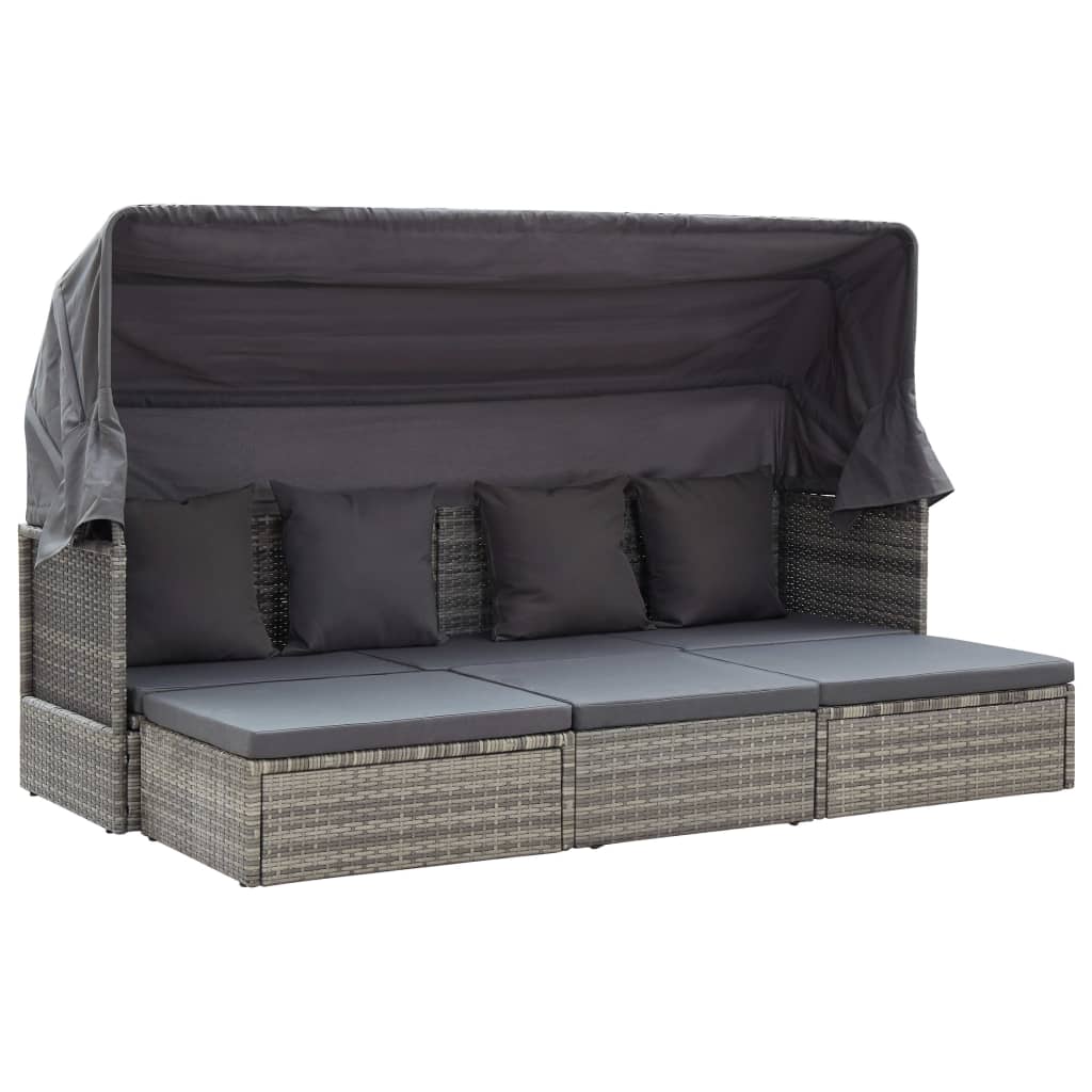 patio-lounge-bed-with-roof-mixed-gray-poly-rattan At Willow and Wine USA!