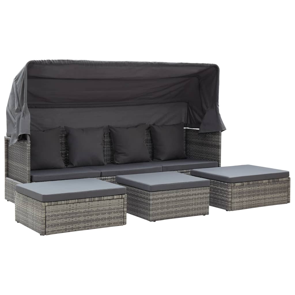 patio-lounge-bed-with-roof-mixed-gray-poly-rattan At Willow and Wine USA!