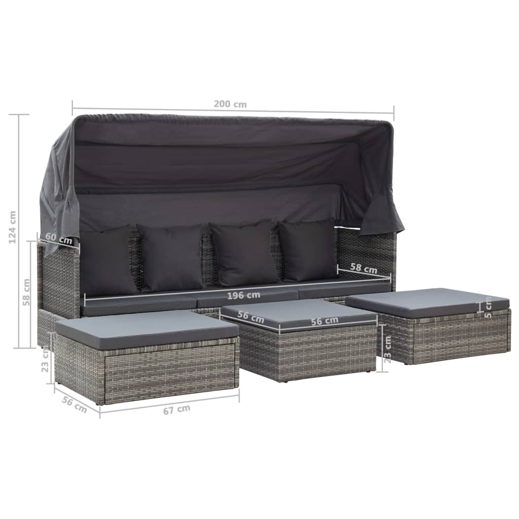 patio-lounge-bed-with-roof-mixed-gray-poly-rattan At Willow and Wine USA!