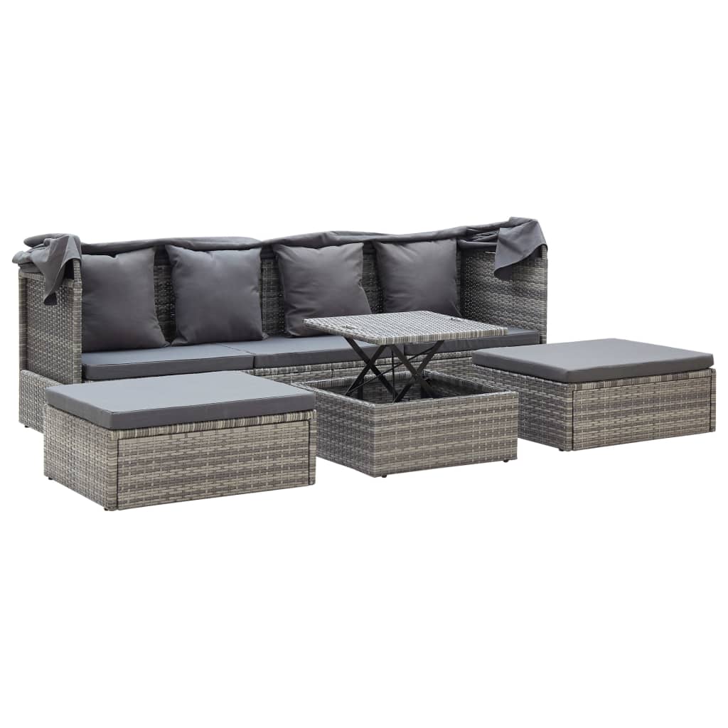 patio-lounge-bed-with-roof-mixed-gray-poly-rattan At Willow and Wine USA!