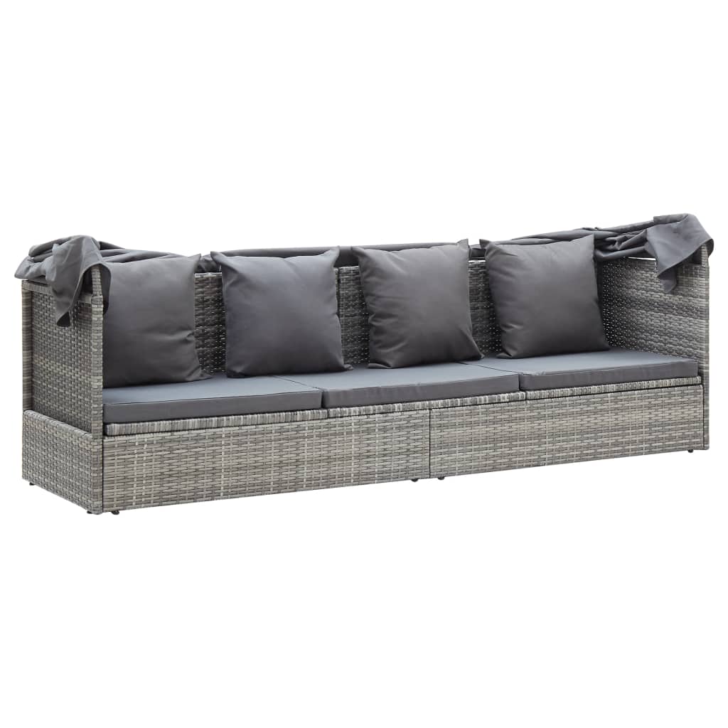 patio-lounge-bed-with-roof-mixed-gray-poly-rattan At Willow and Wine USA!