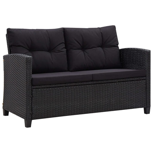 2-seater-patio-sofa-with-cushions-black-48-8-poly-rattan At Willow and Wine USA!