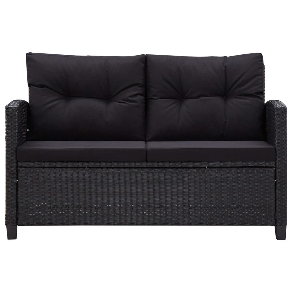 2-seater-patio-sofa-with-cushions-black-48-8-poly-rattan At Willow and Wine USA!