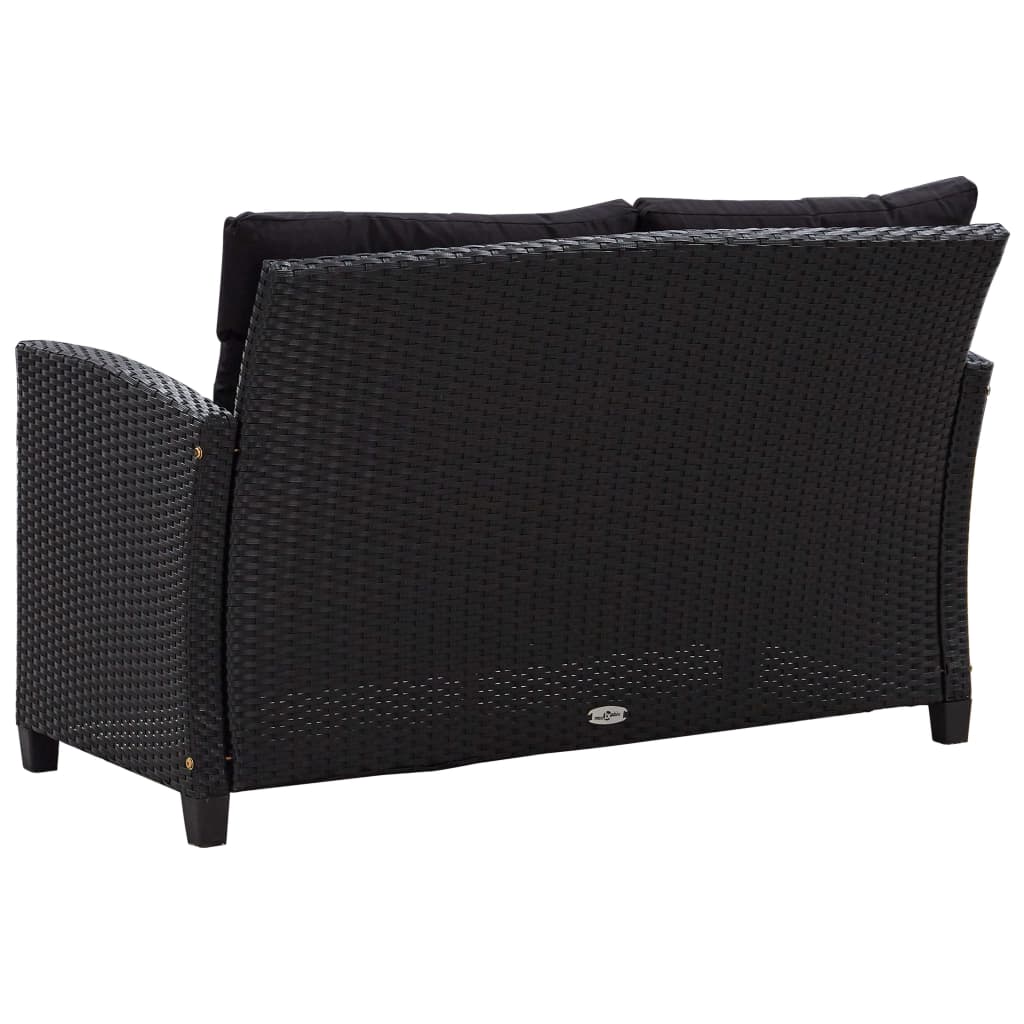 2-seater-patio-sofa-with-cushions-black-48-8-poly-rattan At Willow and Wine USA!