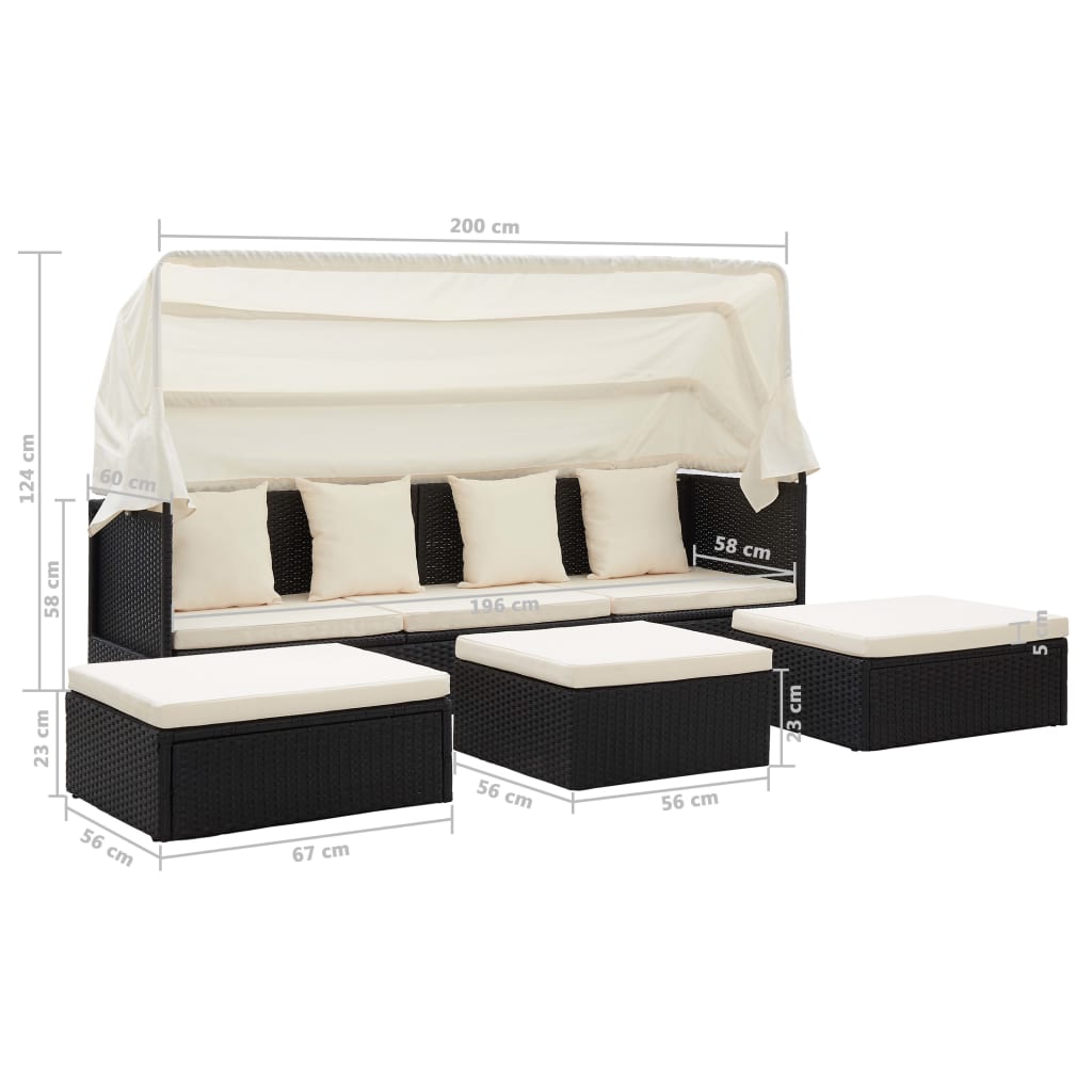 patio-lounge-bed-with-roof-black-poly-rattan-932474 At Willow and Wine USA!