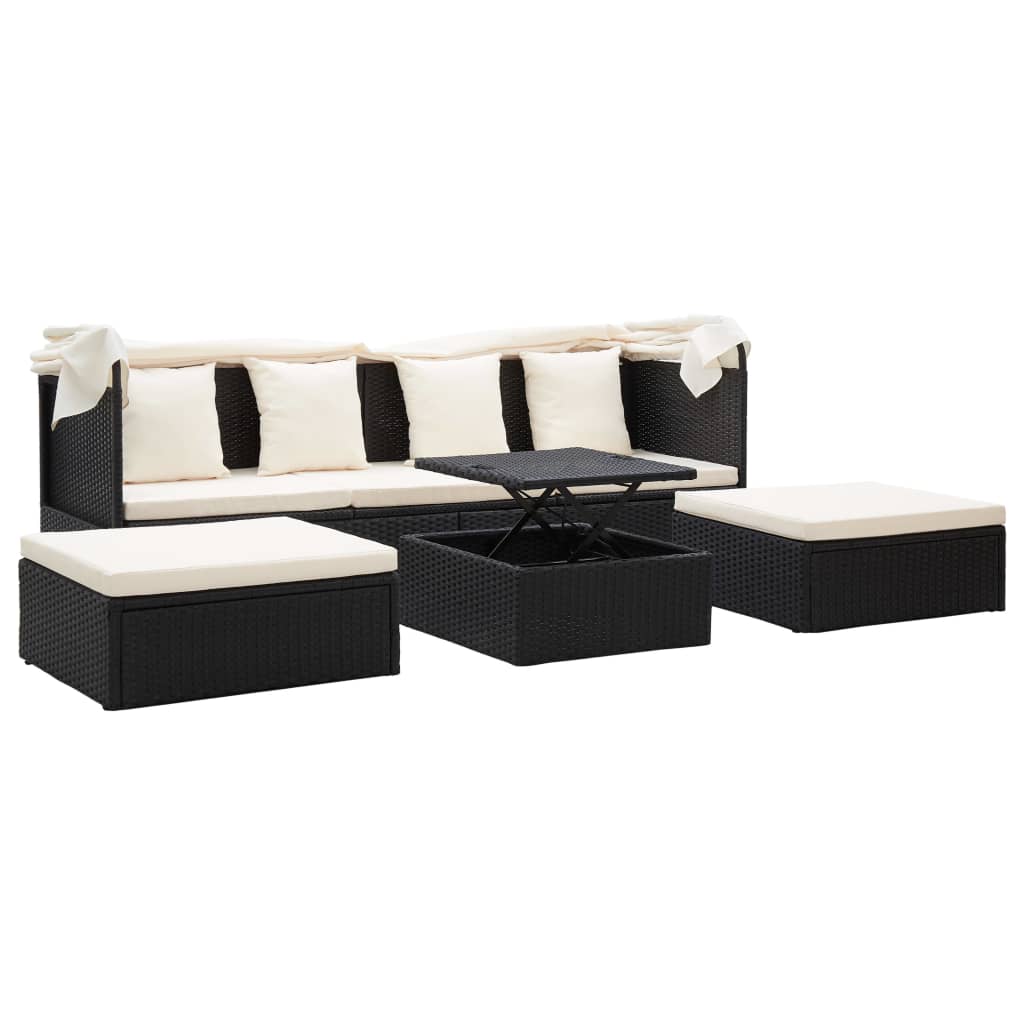 patio-lounge-bed-with-roof-black-poly-rattan-932474 At Willow and Wine USA!