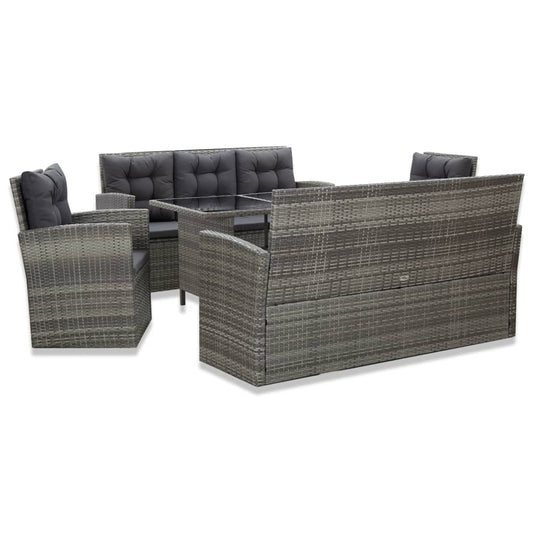 5-piece-patio-dining-set-with-cushions-poly-rattan-gray-2 At Willow and Wine USA!