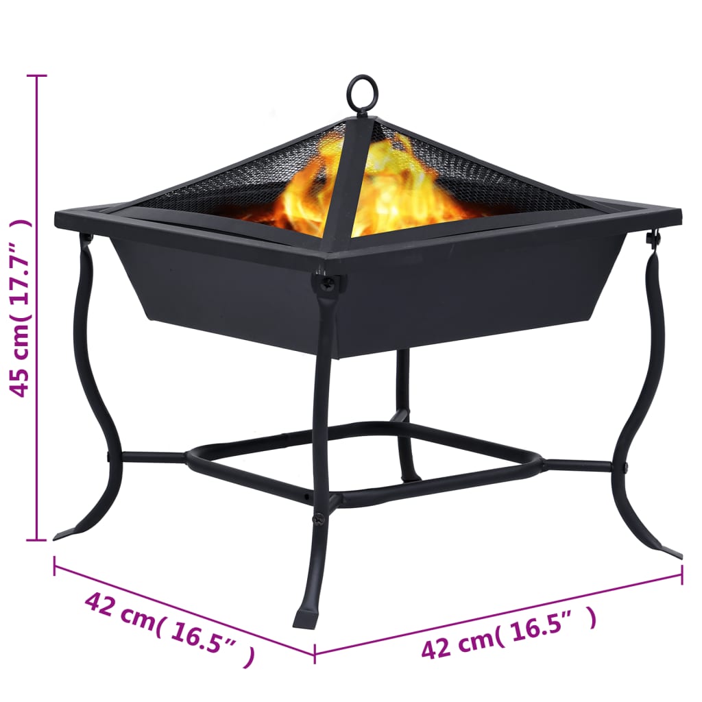 fire-pit-black-16-5-x16-5-x17-7-steel At Willow and Wine USA!