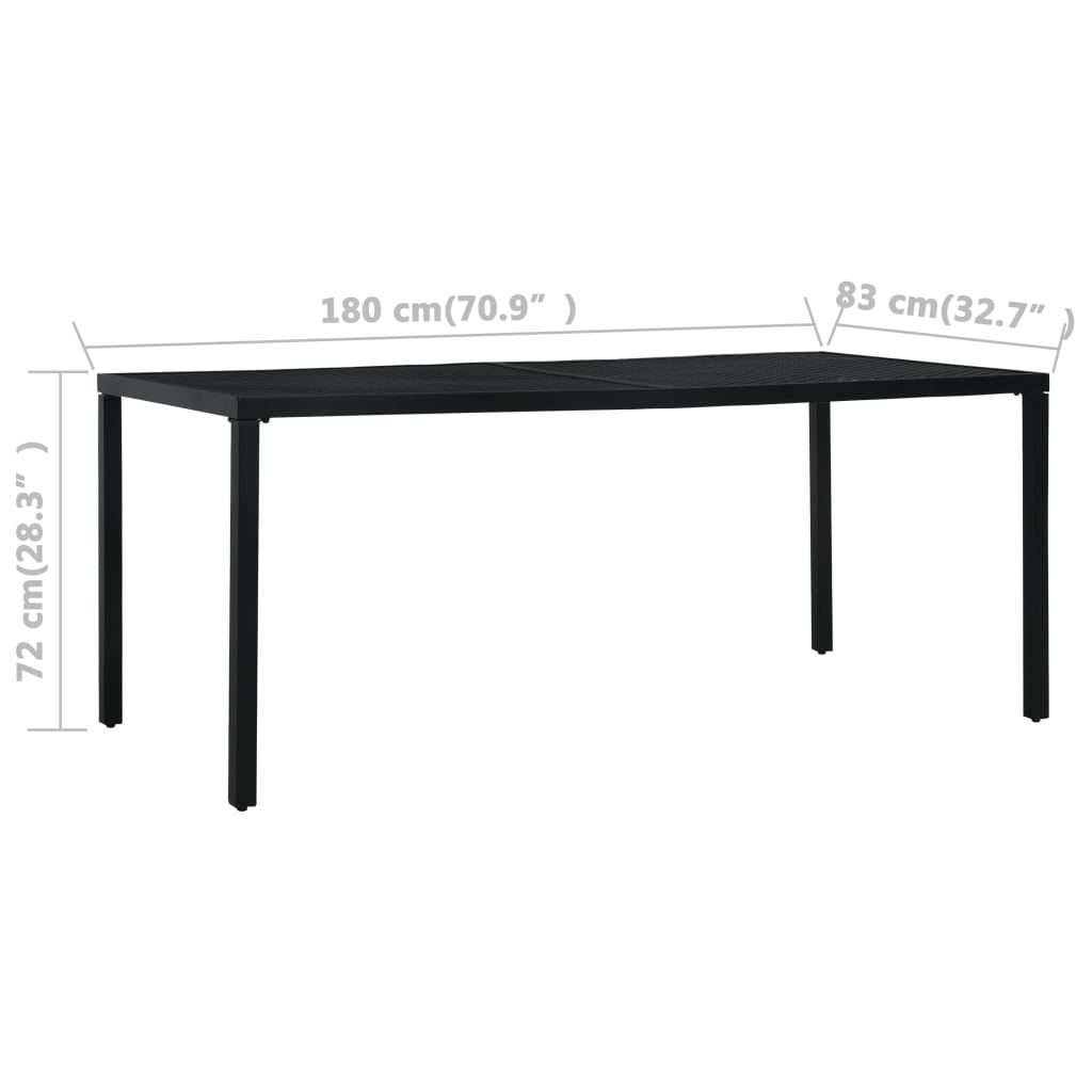 Patio Table Black 70.9"x32.7"x28.3" Steel