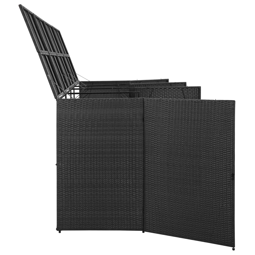 Quadruple Wheelie Bin Shed Black 120.1"x30.7"x47.2" Poly Rattan