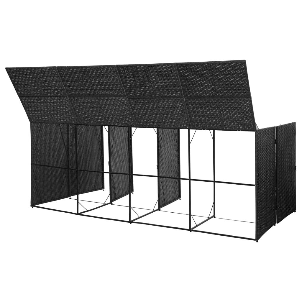 Quadruple Wheelie Bin Shed Black 120.1"x30.7"x47.2" Poly Rattan