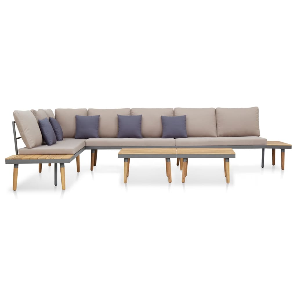 7-seater-patio-lounge-set-with-cushions-solid-acacia-wood-brown At Willow and Wine USA!