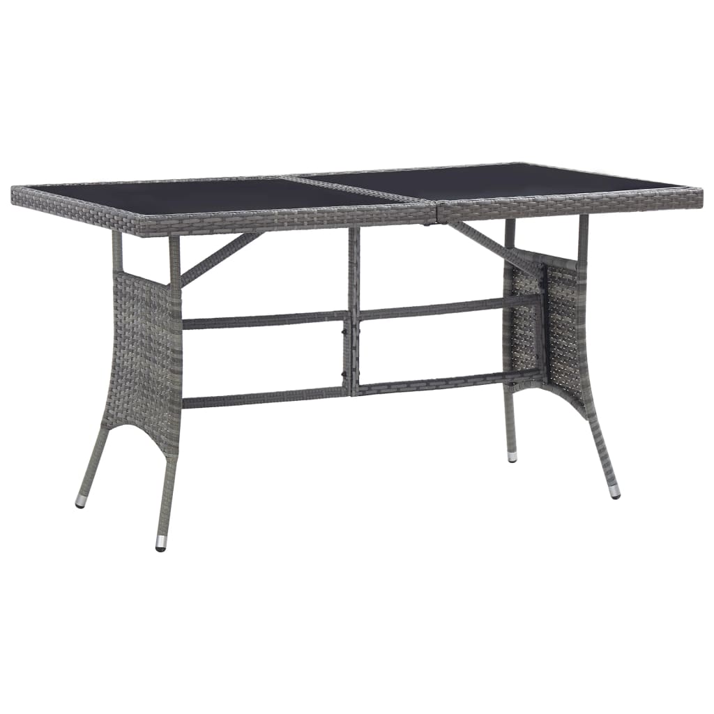 Patio Table Gray 55.1"x31.5"x29.1" Poly Rattan