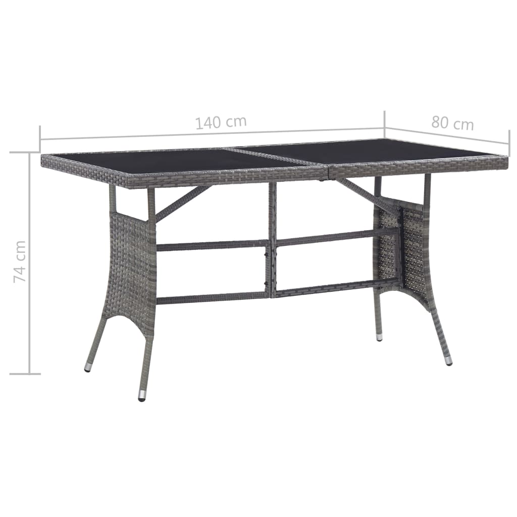 Patio Table Gray 55.1"x31.5"x29.1" Poly Rattan