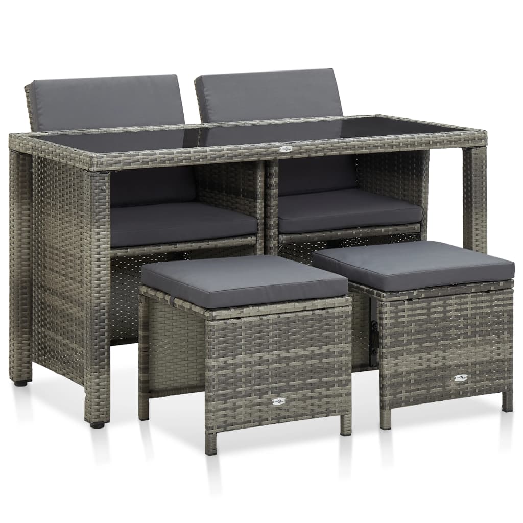 5-piece-patio-dining-set-with-cushions-poly-rattan-beige-2 At Willow and Wine USA!